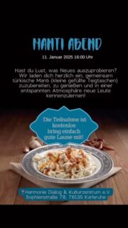 Am Samstagabend haben wir einen besonderen Mantı-Abend in gemütlicher Runde organisiert. Gemeinsam mit unseren Teilnehmerinnen haben wir nicht nur leckere Mantı zubereitet, sondern auch bei schönen Liedern und anregenden Gesprächen Zeit miteinander verbracht.Es war ein Abend voller Freude, Gemeinschaft und kulinarischem Genuss. Wir freuen uns schon auf viele weitere unvergessliche Momente mit euch!#mantiabend #harmoniedialog&kulturzentrum